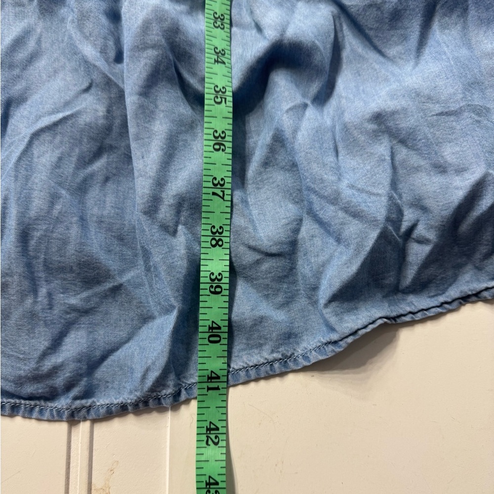 BeachLunchLounge Off The Shoulder Chambray Long Sleeve Blue Ruffle Dress Sz XXL - Picture 5 of 7